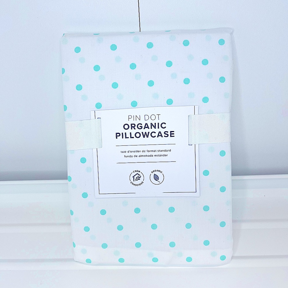 NWT - Pottery Barn Organic Pin Dot Pillowcase (1) - Aqua